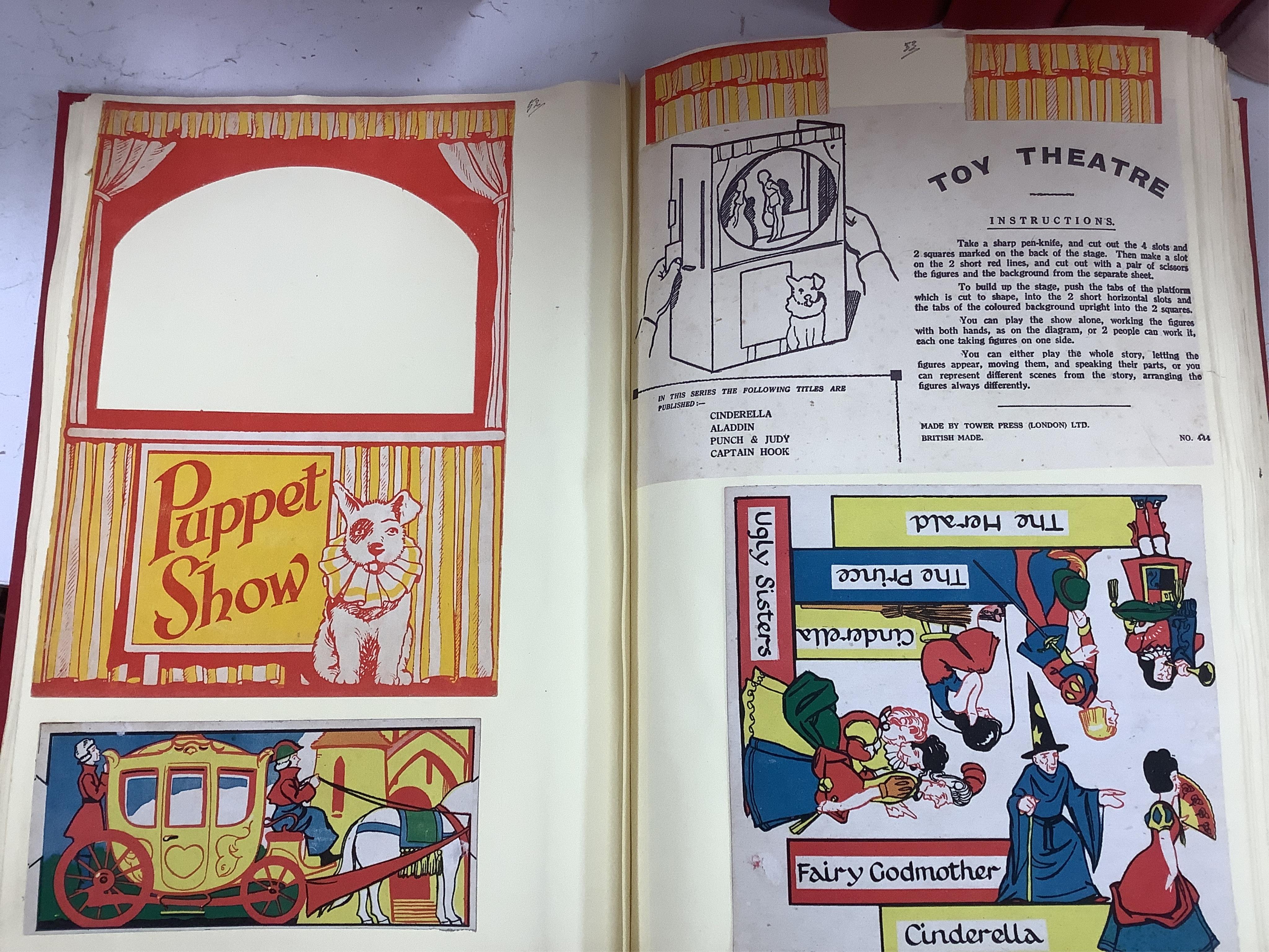 Juvenile dramas, toy theatre archive, including Webb, H. Matthews, Jack Yeats, W. Webb, J. K. Green, Keen and co-, West, O. Hodgson, Packets Gage, hand coloured large scenes, characters, scenes portraits etc. pasted in n